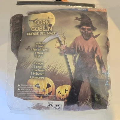 Disfraz de Halloween Duende de Maíz para Niños Talla 8-10 Conjunto de 4 Piezas Túnica Pantalones Máscara Sombrero Foto 1 de 4