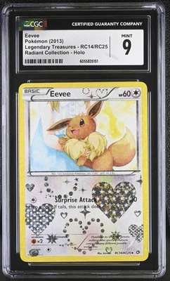 CGC 9 Eevee Legendary Treasures RC14/RC25 Radiant Collection Holo Pokemon Card - Image 1 of 2