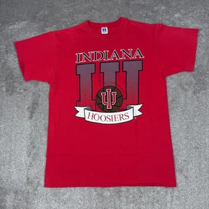 Red Vintage Indiana University T-shirt Size M Russell IU Hoosiers Basketball - Picture 1 of 9