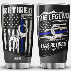 Retired Police Officer Tumbler USA 1 Count (Pack of 1), - Picture 1 of 8