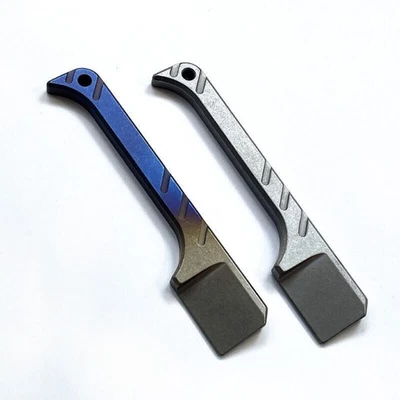 Solid Titanium Pry Bar Crowbar Outdoor Travel EDC Multi Tool Unpack Box Keychain - Image 1 of 4