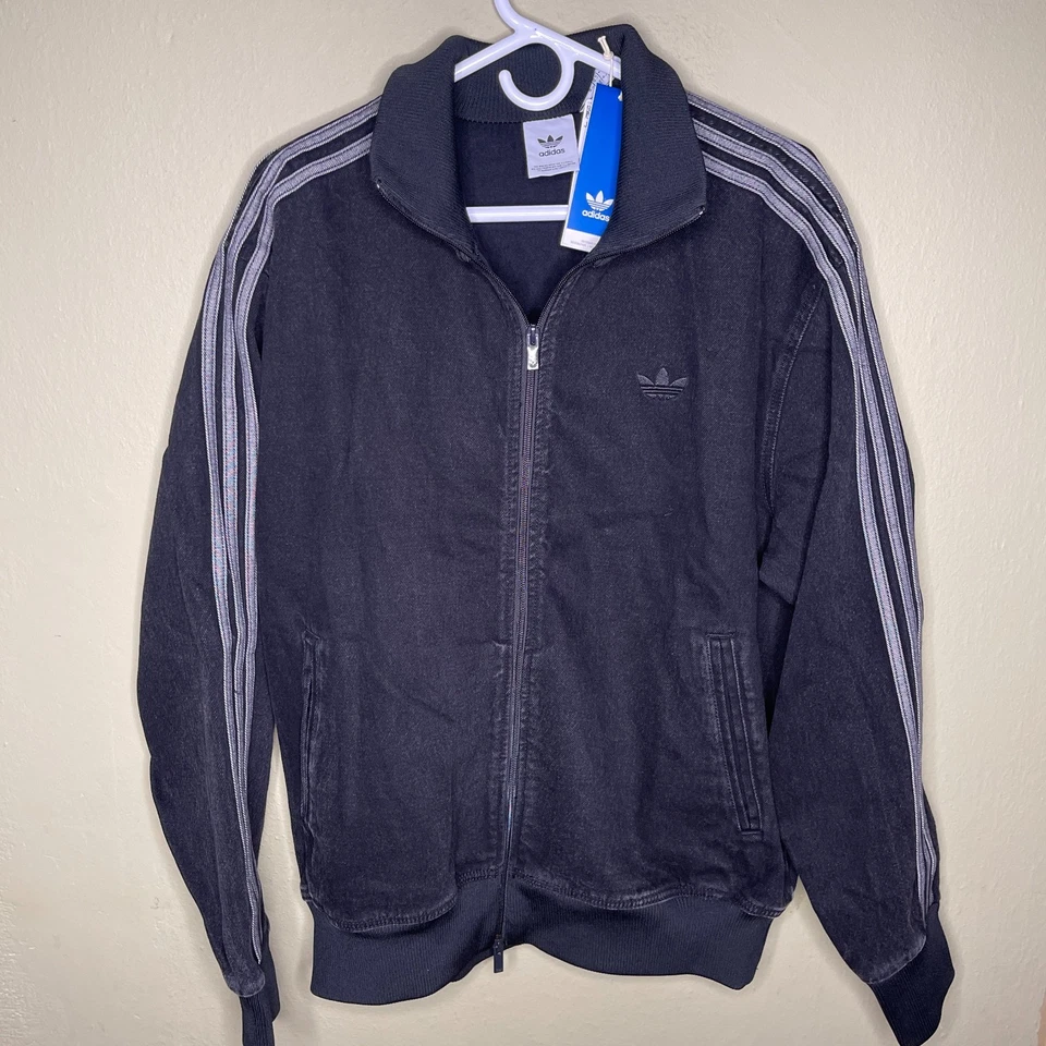 Adidas Originals Black Denim Firebird Track Jacket JC6717 Mens Size Large