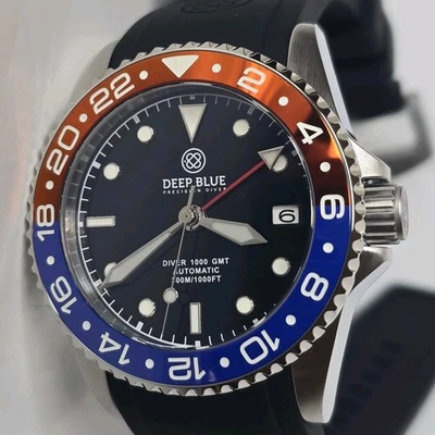 Deep Blue Men's Master 1000 GMT Automatic Watch Black Dial 40mm - Image 1 of 4