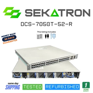 🔀 Arista DCS-7050T-52-R • 48x 10GBase-T • 4x 10GbE SFP+ • Dual PSU • Tested ⚡ - Picture 1 of 2
