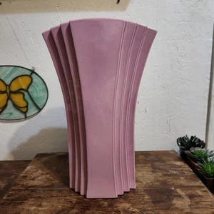 Hyalyn Pottery Large Vase 445 Art Deco Style Pink Mauve Vintage 15” USA - Picture 1 of 14