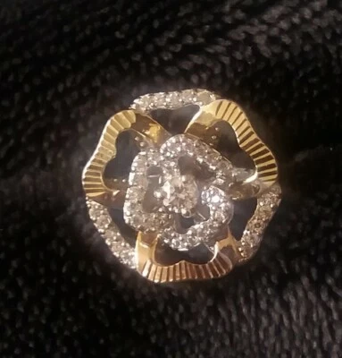 ⭐ schöner Gr 16 Cocktail Ring DIAMONIQUE wie NEU Multicolor Blütendesign DQCZ ⭐ - Bild 1 von 4