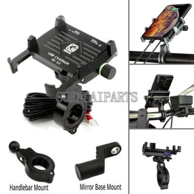 Soporte de montaje de teléfono celular cargador USB para Honda Shadow ACE Spirit VT 600 750 1100 Foto 1 de 4