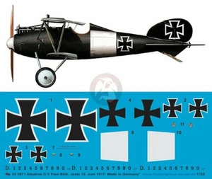 Peddinghaus 1/32 Albatros D.V Markings Paul Billik Jasta 12 giugno 1917 WWI 3871 - Foto 1 di 1