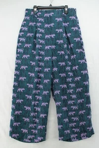 J. Crew Silk Wide Leg Pant in Jungle Print Size 8 Tiger Navy Pink Pants Preppy - Picture 1 of 9