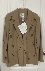 NWT Quacker Factory Jacket Blazer Womens 1X Giraffe Embroidered Safari Lined - Picture 1 of 13
