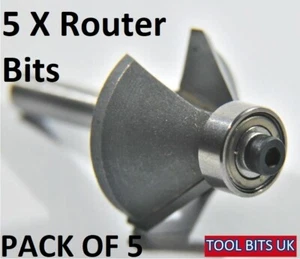 1/4" TCT Router Cutter Bit Guided Chamfer 30mm Diameter 12.7mm Depth PACK OF 5 - Picture 1 of 4