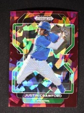 2022 Prizm Draft Picks Base Burgundy Cracked Ice #PDP17 Justin Crawford /23