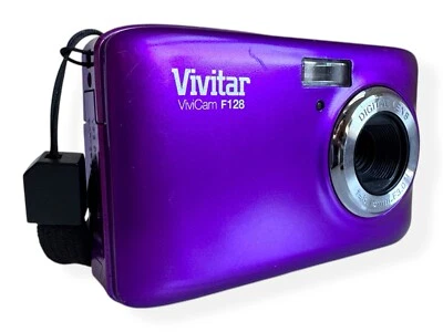 Vivitar ViviCam Digital Camera F128 14.1 Mega Pixel 2.7 Inch LCD Screen Purple - Image 1 of 4