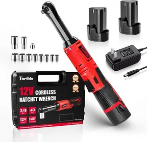 3/8" Electric Ratchet Wrench, 4" Extended 40 Ft-Lbs 400 RPM 12V Cordless Battery - Picture 1 of 9