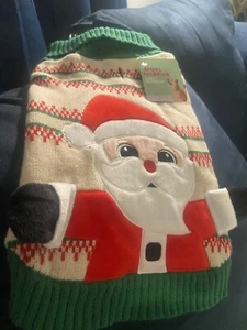 More & Merrier Christmas Santa Pet Sweater Size M (16-18 In) Ugly Holiday New - Picture 1 of 4