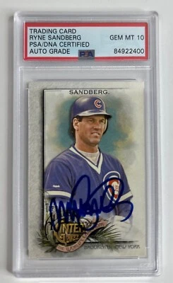 Ryne Sandberg Signed The Worlds Of Champions Card #70 GEM MT 10 Slabbed PSA - Image 1 of 2