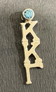 Kappa Kappa Gamma Sterling Silver lavaliere pendant w/Blue Swarovski Crystal - Picture 1 of 9