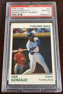JUAN GONZALEZ 1991 STAR ROOKIE GUILD BRILLANTE #53 PSA 10 (343) - Imagen 1 de 2