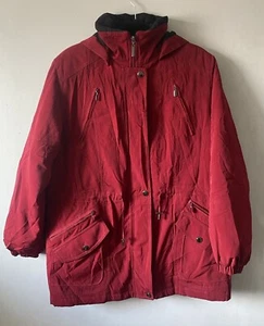 Gallery Coat Full Zip Hooded Red Zip Pockets 1/2 Fleece Inner Women’s Size M - Picture 1 of 6