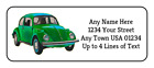 60 VW Bug Volkswagen Green on GLOSSY White Photo Quality Return Address Labels