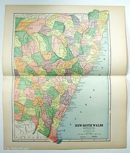 Eastern New South Wales - Original 1889 Map by Hunt & Eaton. Antique - Picture 1 of 2