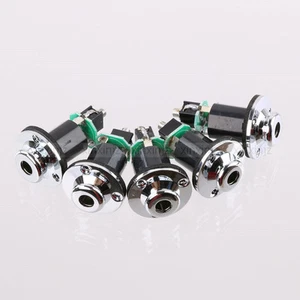 5PCS ACOUSTIC GUITAR END PIN JACK SOCKET 1/4" w/ Screws CHROME - Picture 1 of 5