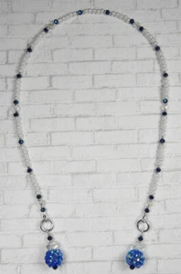 Rhinestone Ball Beaded Thong Bookmark Glass Pearl Crystal Blue White New - Picture 1 of 4