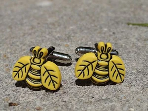 Honey Bee Cufflinks--Bees Insect Forest Woodland Wildlife Nature Animal Garden - Picture 1 of 1