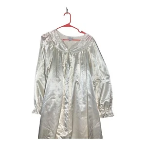 Vintage NICOLE mit Satin besticktes Nachthemd Damen groß cremefarben Union hergestellt in den USA - Bild 1 von 15
