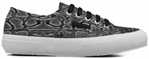 Superga 2750 Fantasy Black White Snake Print Womens Canvas Trainers - Picture 1 of 2