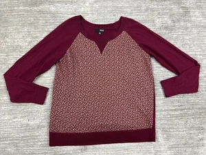 Ana Sweater Womens Extra Large Red Longsleeve Metallic Cotton Blend Casual - Picture 1 of 12