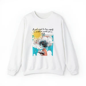 Women's escape reality reading books fantasy imagination Crewneck Sweatshirt - Picture 1 of 8