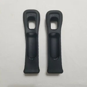 Nintendo Wii Remote Sleeve Rubber Grip Motion Plus Adapter Long Black - Set of 2 - Picture 1 of 7
