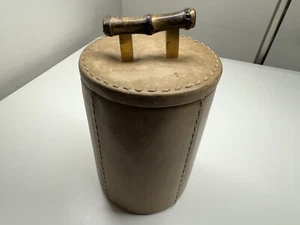 vintage 1930’s marshall field’s co. genuine leather cigar tobacco cylinder box - Picture 1 of 12