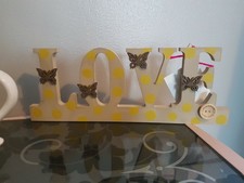 Shabby chic love plaque, handmade gift hand painted sign, home decor