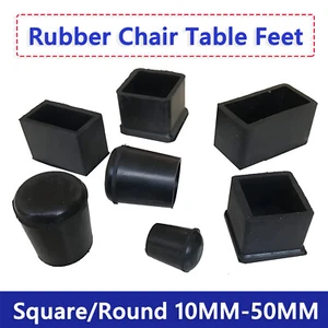 Square / Round Rubber Chair Table Feet Furniture End Cover Tips Floor Protector - Picture 1 of 31