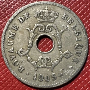 Belgium 1905 Copper-Nickel 10 Centimes. French Text. Leopold II. KM# 52 - Picture 1 of 2
