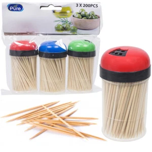 600 Bamboo Wooden Toothpicks Fruit Picks Natural Round Catering Party Oral Care - Picture 1 of 1