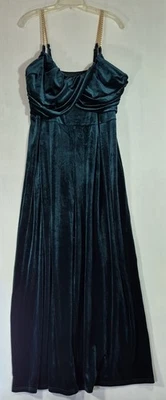 New Cider Womens Jumpsuit 3XL Green Wide Leg Gold Tone Straps Velvet Y2K AE39 - Image 1 of 4