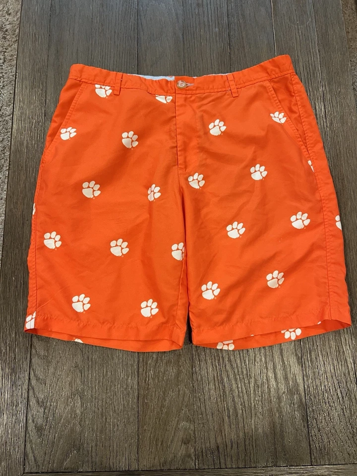 Ovation Clemson University Shorts Men's Size 34 Orange w/ Tiger Paws All Over - Image 1 of 1