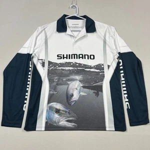 Shimano Fishing Shirt Long Sleeve Lightweight Graphic Outdoor Sun Mens Medium M - Imagen 1 de 12