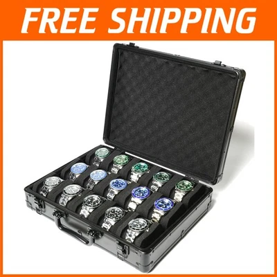 Caja rígida de reloj de 15 ranuras con interior de terciopelo suave Foto 1 de 4