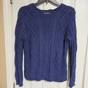 Tommy Bahama Pullover Damen klein blau Zopfmuster Baumwollmischung Rundhalspullover - Bild 1 von 7