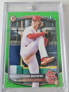 Quinn Mathews 2025 Bowman 1st Paper Neon Green Parallel /399 BP-25 Cardinals MLB - Picture 1 of 6