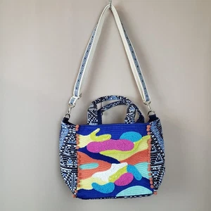 America & Beyond Purse Shoulder Bag Beaded Ikat Tapestry Colorful Art To Wear - Picture 1 of 16