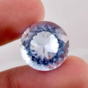 15,25 ct natürlicher bläulicher AQUAMARIN Rundschliff loser Edelstein zertifiziert 16 x 16 mm - Bild 1 von 6