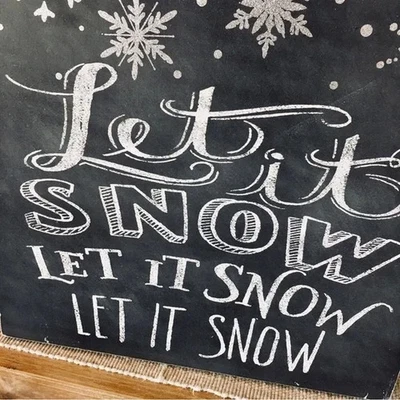 Weihnachten Holzschild Urlaub Winter Wohndeko Let it snow distressed grau grau - Bild 1 von 4