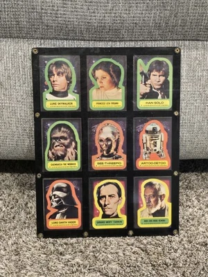 1977 Star Wars Sticker Cards Luke Skywalker Han Solo Original In Display Frame  - Image 1 of 4