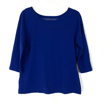 Camiseta Laura Ashley Azul Manga 3/4 Algodón Spandex Mujer Grande Foto 1 de 4