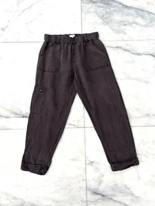 Nicole Miller Cargo Pants Linen Lyocell Gray Tapered Leg Elastic Waist Women M - Picture 1 of 9